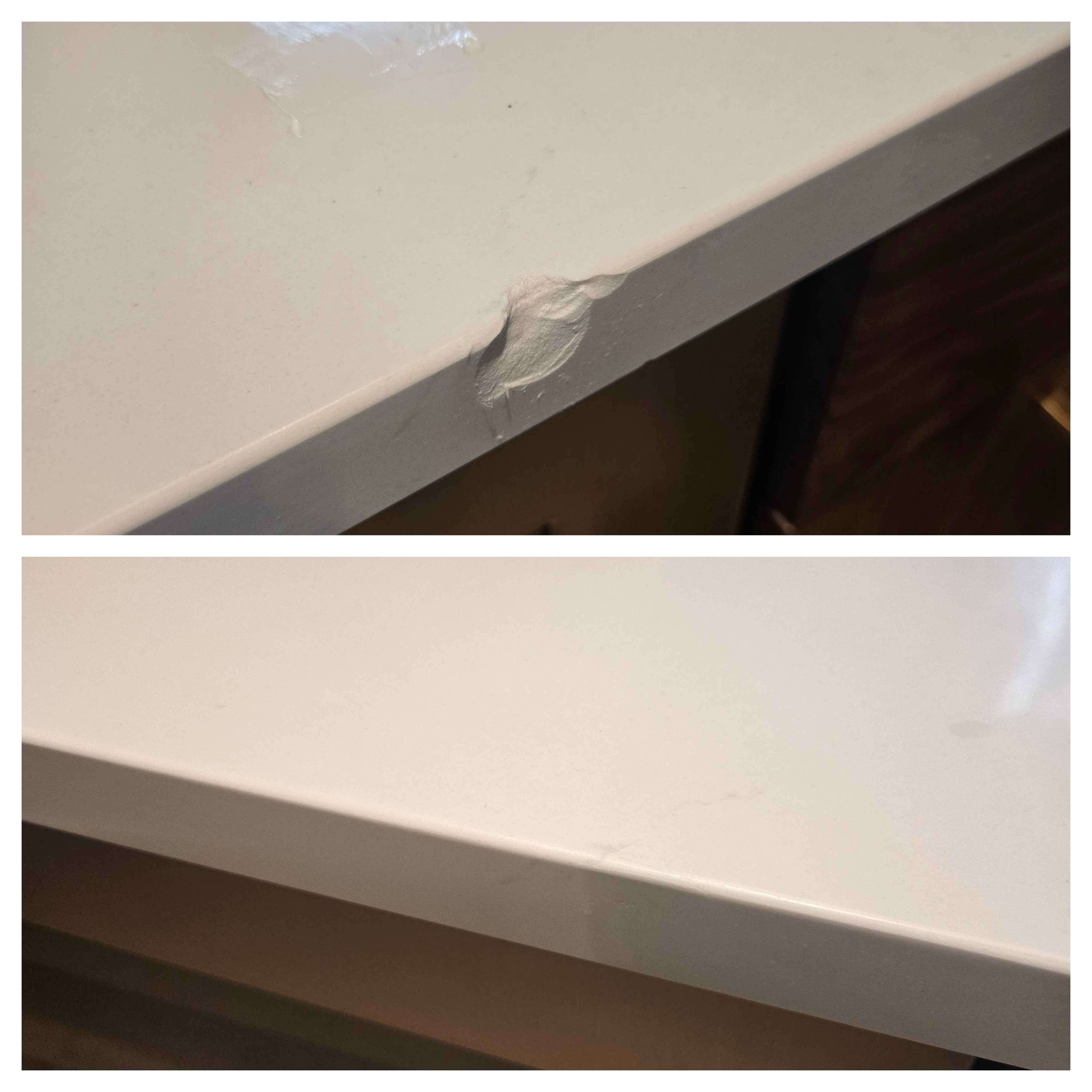 Chip repair on quartz countertop